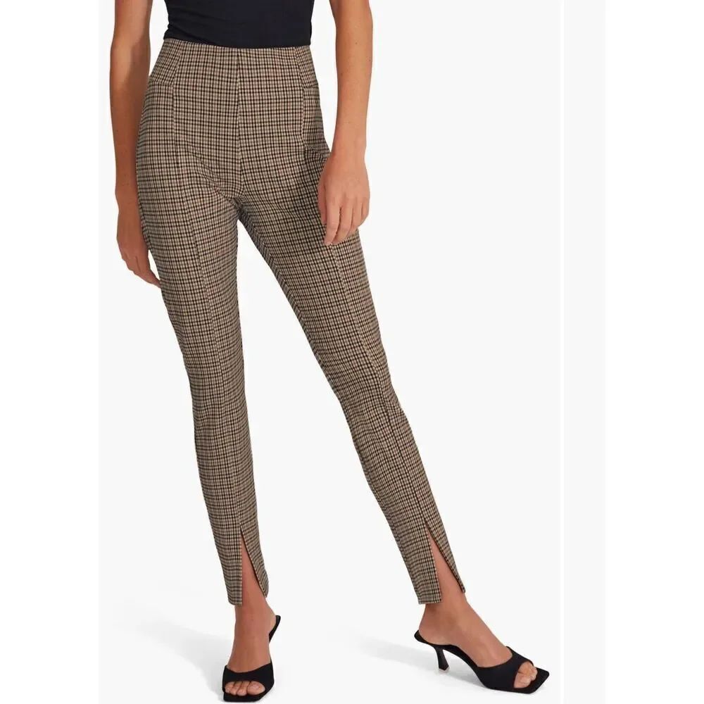 Favorite Daughter The Suits You Plaid High Waist Slit Hem Leggings NWT Size 2